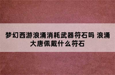 梦幻西游浪涌消耗武器符石吗 浪涌大唐佩戴什么符石